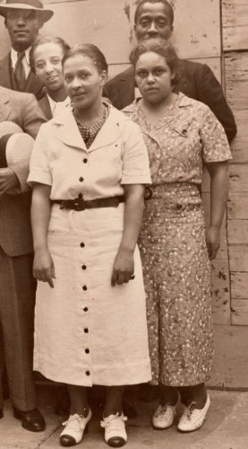 1930s white shirtwaist dress with belt Black woman African American fashion