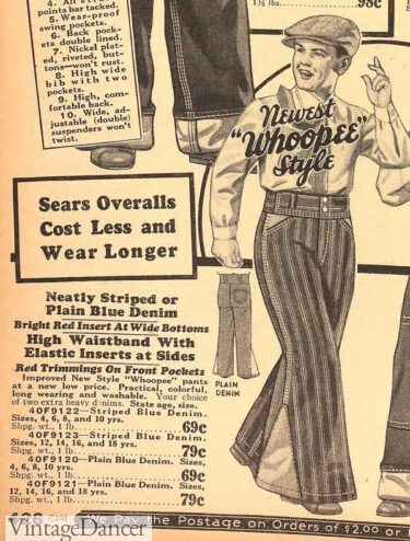 1930s whoopee pants jeans boys teens flared leg bell bottom pants whoopy whoopie