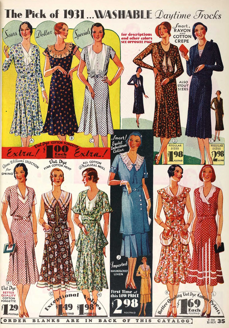 1931 day dresses cotton summer sleevelsss color 800