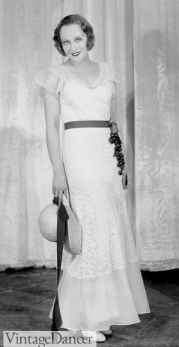 1930s white evening gown dress 1931
