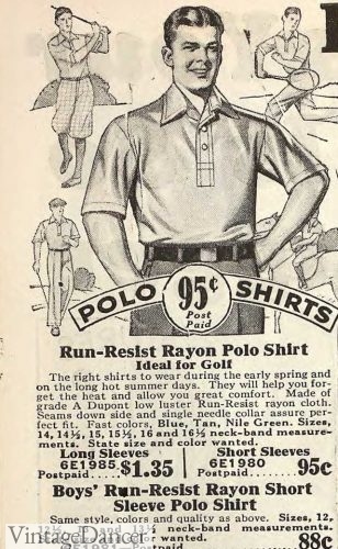 1931 1930s mens short sleeve polo shirt golf shirt