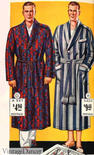 1930s stripes and geo print robes men 1930s