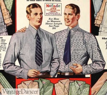 1931 color pattern dress shirts with spearpoint collars