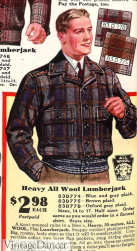 1930s heavy wool plaid lumberjacket men jacket 1930s bomber style plaid jacket
