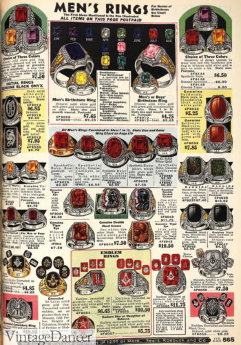 1931 men's rings- many colorful gemstones 1930s