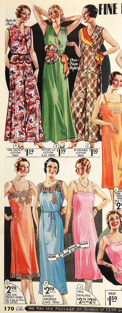 1930s Pajamas, Nightgowns, Sleepwear, Slippers