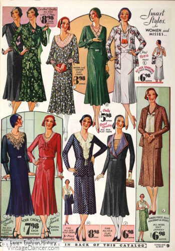 1931 lace trim tea dresses