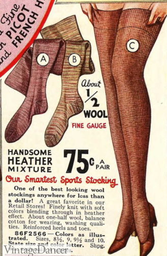 1930s winter stockings tights women 1931