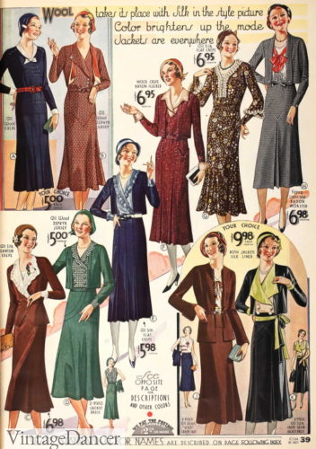 Early 1930s fashion for teens teenagers teenage girls