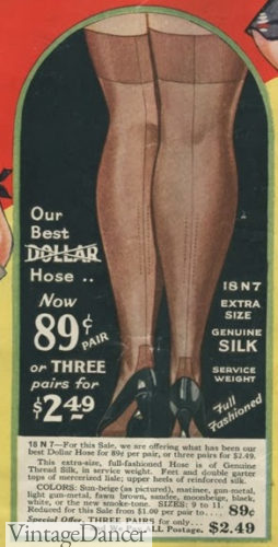 1930s nude stockings for "extra size" legs plus size fashion 1930s