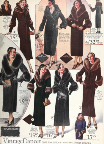 1930s fur collar coats womens winter overcoats at VintageDancer
