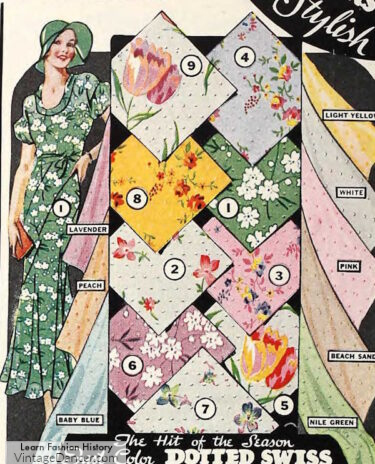 1930s fabric swiss dot 1932 women dress materials fashion