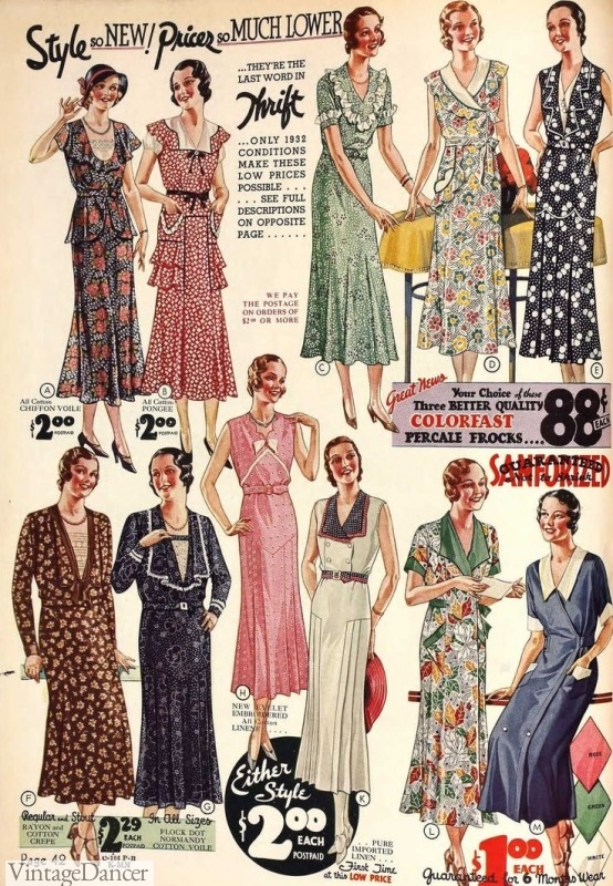1930s dresses floral prints catalog