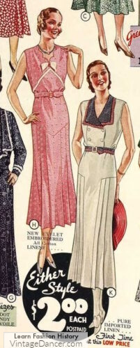 1930s sleeveless summer dresses