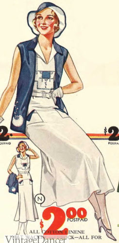 1932 Sleeveless jacket for this nautical outfit