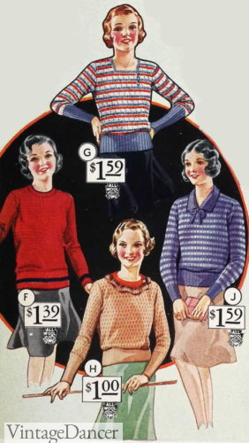 1932 knit blouses sweaters girls teens