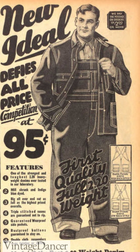 1932 mens 30s dark denim overalls with jacket