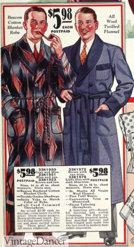1930s geo or solid pattern men winter robes