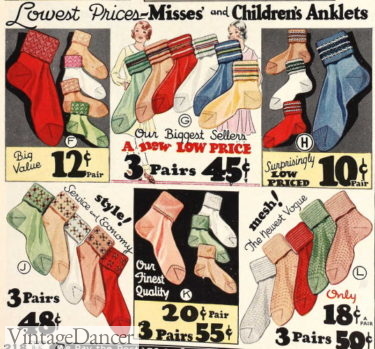 1932 women and children's ankle socks