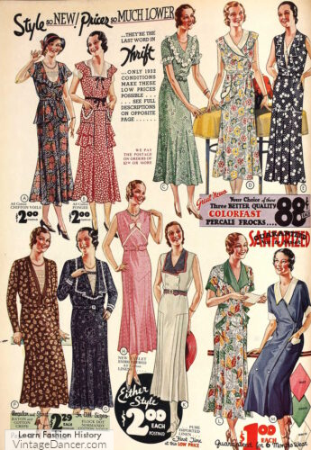 1930s dress styles daytime womens fashion thirties 1932