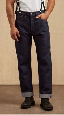 1930s mens jeans, blue jeans Levi's 501 reproduction denim jeans