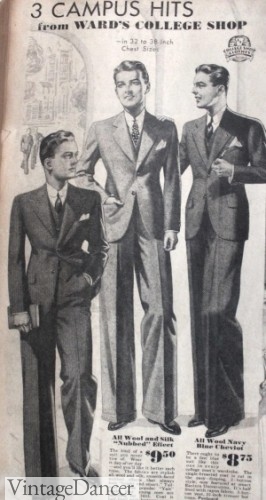 1933 Men's Suits for High School and College Men at Vintagedancer.com