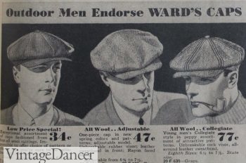 1933 men's caps, hats