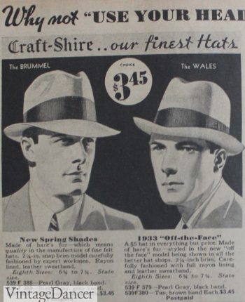 1930s mens hat fedora and homburg 1933