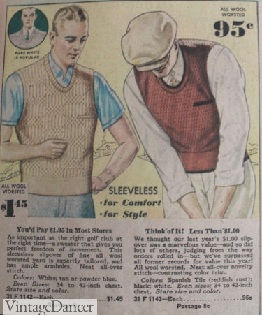 1930s man sweater vest worn with golf clothes