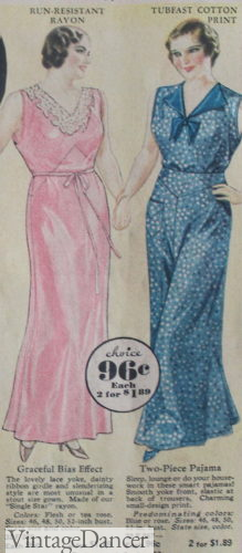 1930s plus size nightgown and pajama