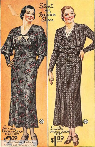 1930s Lane Bryant long sleeve plus size dresses