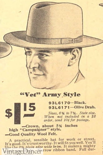 1933 Army style hat mens work hat