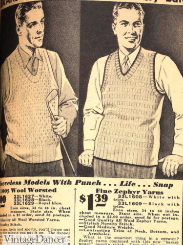 Men&#8217;s Vintage Sweater Vest History 1910s, 1920s, 1930s, 1940s, Vintage Dancer