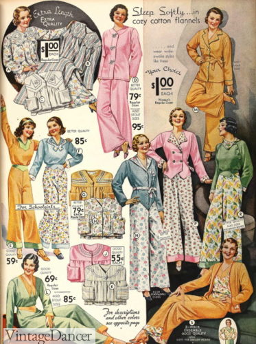 1933 pajamas ladies women girls teens yoke silk satin colorful beach pajamas