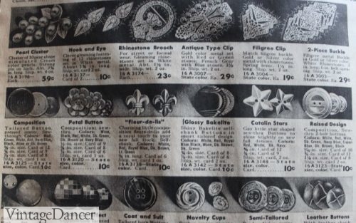 Vintage 1930s buttons, 1934