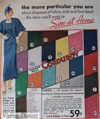 1934 Corduroy Fabric