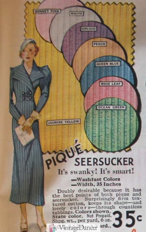 1934 pique seersucker, with striped rows instead of traditional squares