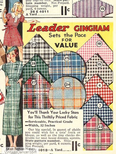 1930s gingham check fabrics