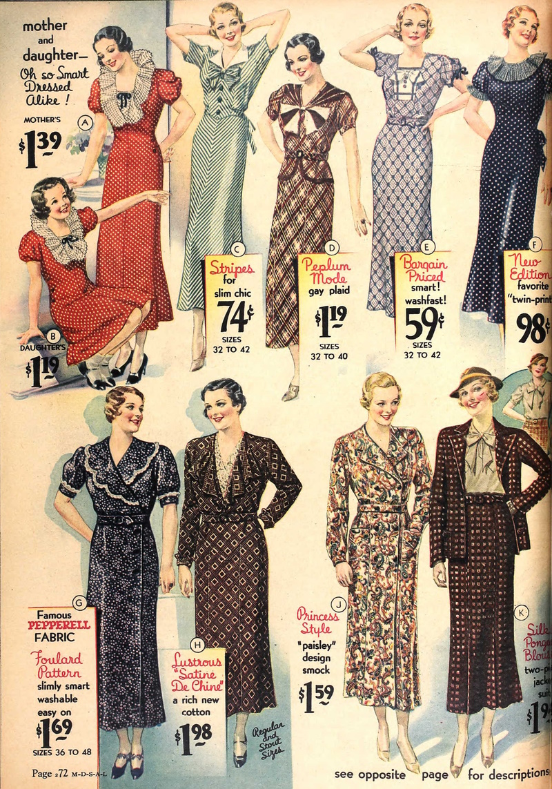 1930s dress styles fall winter spring with long sleeves