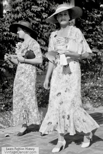 1930s tea party dress, floral print 30s party dress