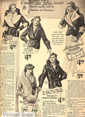 1930s sporty and classy fur jackets at VintageDancer