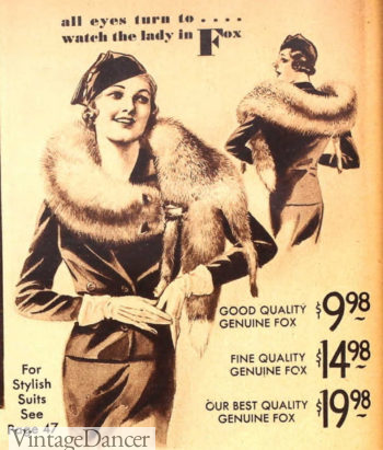1930s fur stole piece fox head at VintageDancer