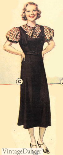 Black jumper dress girls 1930s fashion for teens teenagers teenage girls