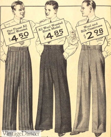 1930s mens wide leg trousers
