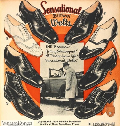 1934 men's shoe styles - 1930s mens shoes ad