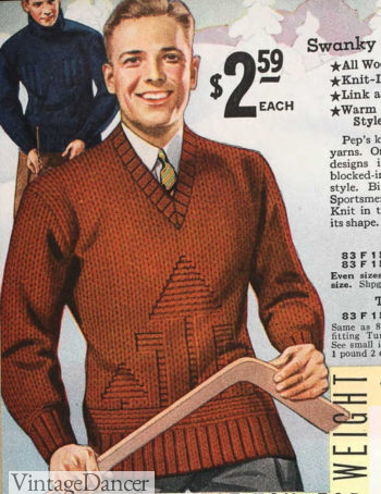 1934 men's knit-in sweater design