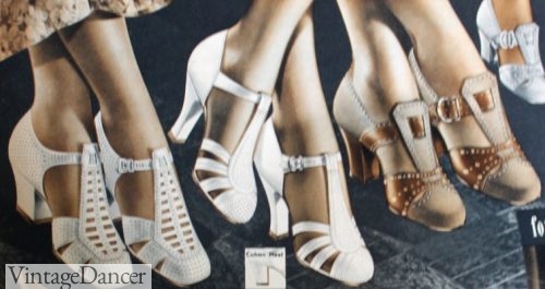 1930s sandals, white straps