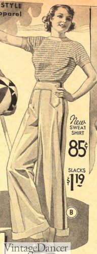1930s white slacks pants women summer