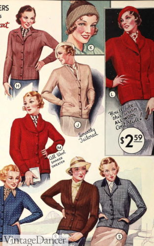 1930s sweaters cardigan women knitwear 30s