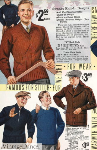 1930s teenage boys clothing sweaters knitwear young men college mens boys